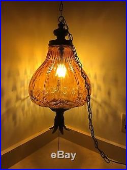 HUGE Retro Vintage Antique MidCentury Modern Hanging Swag Lamp Light Fixture
