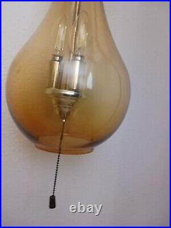 Hand Blown Long Glass Pendant Hanging Light Lamp corded leviton switch Large 20