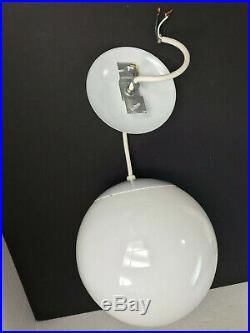 Hanging Glass Globe Light White Pendant Lamp Vintage Mid Century Modern Retro