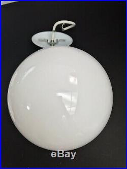 Hanging Glass Globe Light White Pendant Lamp Vintage Mid Century Modern Retro