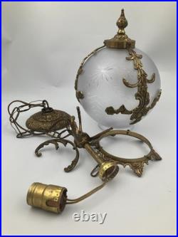 Hanging Globe Lamp Ceiling Fixture Vintage Brass and Glass Vintage Unique
