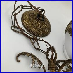 Hanging Globe Lamp Ceiling Fixture Vintage Brass and Glass Vintage Unique