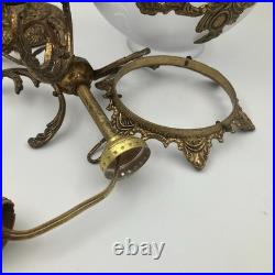 Hanging Globe Lamp Ceiling Fixture Vintage Brass and Glass Vintage Unique