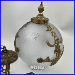 Hanging Globe Lamp Ceiling Fixture Vintage Brass and Glass Vintage Unique