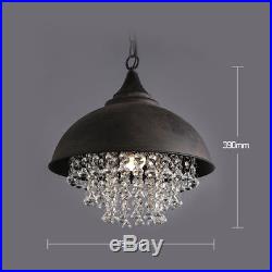Hanging Industrial Crystal Pendant Lamp Loft Vintage Chandelier Ceiling Light