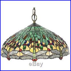 Hanging Lamp Glass Stained Light Vintage Ceiling Shade Chandelier Pendant Swag