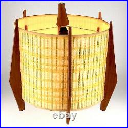 Hanging Lamp Shade Teak Mid Century Modern Atomic Vintage Adjustable S667