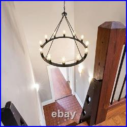 Hanging Lamp Vintage Chandelier Ceiling Black 12 Light Fixture Entryway Kitchen