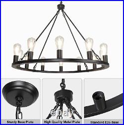 Hanging Lamp Vintage Chandelier Ceiling Black 12 Light Fixture Entryway Kitchen