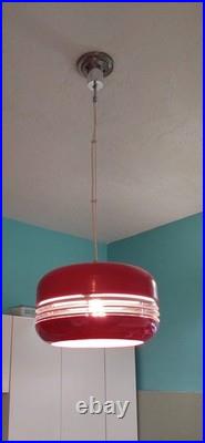 Hanging Pendant Lamp Vintage Orange Glass Space Age Chandelier Yugoslavia 1970's