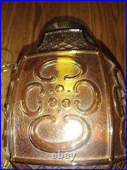 Hanging Swag Light Lamp Amber Glass Vintage MCM MID Century Hollywood Regency