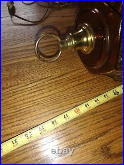 Hanging Swag Light Lamp Amber Glass Vintage MCM MID Century Hollywood Regency