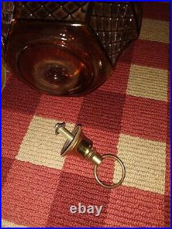 Hanging Swag Light Lamp Amber Glass Vintage MCM MID Century Hollywood Regency