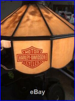 Harley Davidson Vintage Tiffany Style Hanging Lamp 15x15, Works