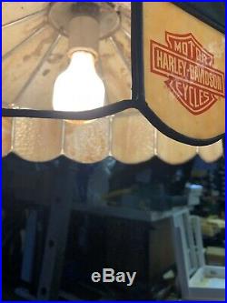 Harley Davidson Vintage Tiffany Style Hanging Lamp 15x15, Works