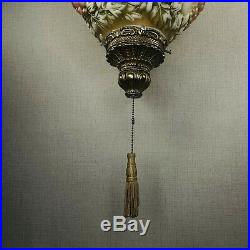 Hollywood Regency Falkenstein Hanging Swag Lamp Light Grape VTG MCM Fuschia Milk