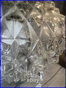 Hollywood Regency Gold & Cut Glass Pineapple Glass Swag Lamp Ceilings MCM Light