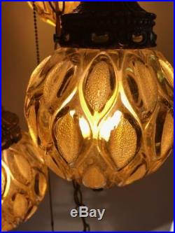 Hollywood Regency Hanging Swag Lamp 3 Globe Vintage