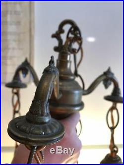 Hollywood Regency Hanging Swag Lamp 3 Globe Vintage