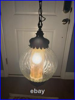 Hollywood Regency Style Hanging Globe Light Fixture Vintage