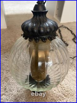 Hollywood Regency Style Hanging Globe Light Fixture Vintage