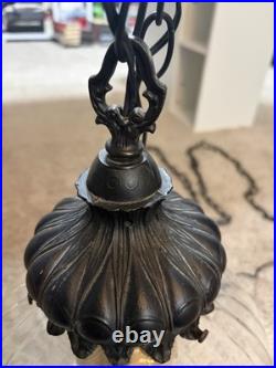 Hollywood Regency Style Hanging Globe Light Fixture Vintage