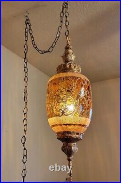 Hollywood Regency Vintage Amber Swag Lamp