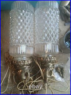 Hollywood Regency Vintage Double Pendant Swag Lamp Light Fixture MCM