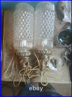 Hollywood Regency Vintage Double Pendant Swag Lamp Light Fixture MCM