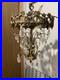 Hollywood Regency Vintage Hanging Cherubs Crystal Lamp Chandelier Light C Detai