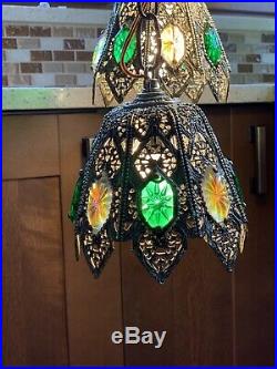 Hollywood Regency Vintage hanging Swag lamp chandelier