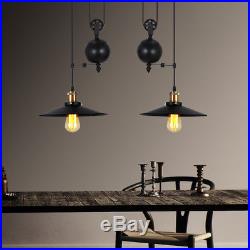 Industrial Edison Vintage Hanging Ceiling Light Pendant Retractable Pulley Lamp