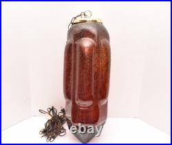 LARGE Ruby Red Crackle Large Vintage Swag Light Hanging Light Fixture Red Glass