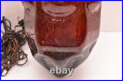 LARGE Ruby Red Crackle Large Vintage Swag Light Hanging Light Fixture Red Glass