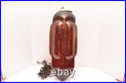 LARGE Ruby Red Crackle Large Vintage Swag Light Hanging Light Fixture Red Glass