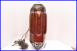 LARGE Ruby Red Crackle Large Vintage Swag Light Hanging Light Fixture Red Glass