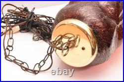 LARGE Ruby Red Crackle Large Vintage Swag Light Hanging Light Fixture Red Glass