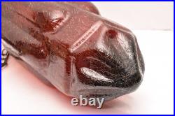 LARGE Ruby Red Crackle Large Vintage Swag Light Hanging Light Fixture Red Glass