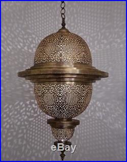 Lamp Hanging Pendant Light Moroccan Vintage Fixture Ceiling Chandelier Brass