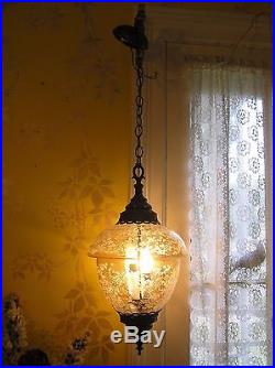 Large Glass Mushroom Shaped Globe Vintage Ceiling Hanging Light Lamp Hollywood