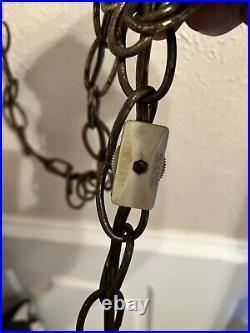 Large Mid Century Swag Lava Ceramic Pottery Hanging Chain Lamp