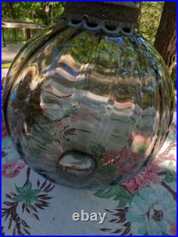 Large Optic Swirl Glass MCM Vintage Hanging Swag Lamp Sold As Is