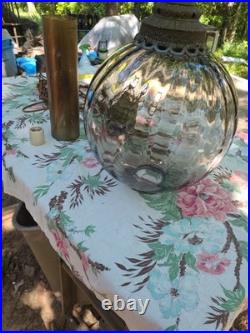 Large Optic Swirl Glass MCM Vintage Hanging Swag Lamp Sold As Is