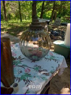Large Optic Swirl Glass MCM Vintage Hanging Swag Lamp Sold As Is