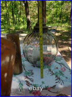 Large Optic Swirl Glass MCM Vintage Hanging Swag Lamp Sold As Is