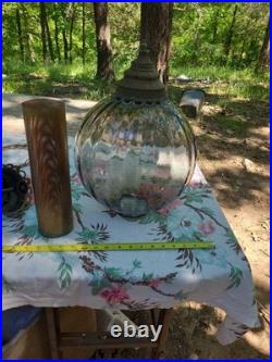 Large Optic Swirl Glass MCM Vintage Hanging Swag Lamp Sold As Is