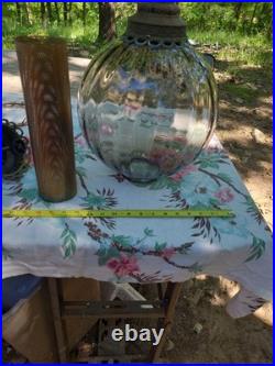 Large Optic Swirl Glass MCM Vintage Hanging Swag Lamp Sold As Is