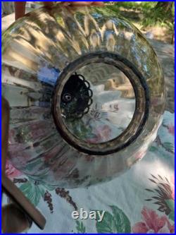 Large Optic Swirl Glass MCM Vintage Hanging Swag Lamp Sold As Is