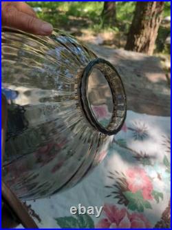 Large Optic Swirl Glass MCM Vintage Hanging Swag Lamp Sold As Is