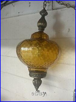 Large Vintage Hanging Globe Light. Long Cord. Works And Beautiful Condition